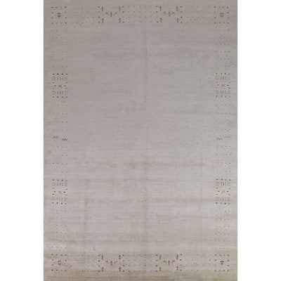 Tribal Gabbeh Oriental Area Rug Hand-Knotted Silk Carpet - 8'9" x 11'5"