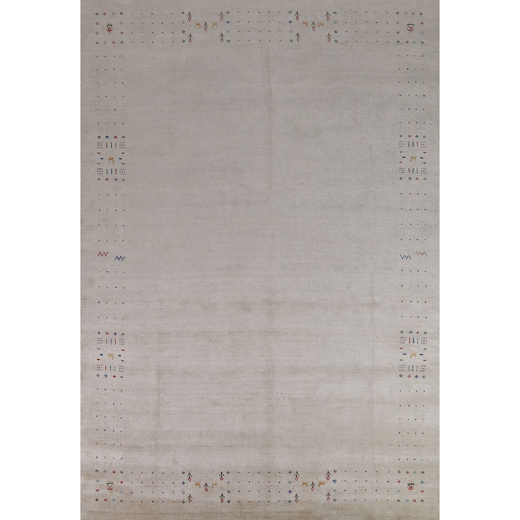 Tribal Gabbeh Oriental Area Rug Hand-Knotted Silk Carpet - 8'9" x 11'5"