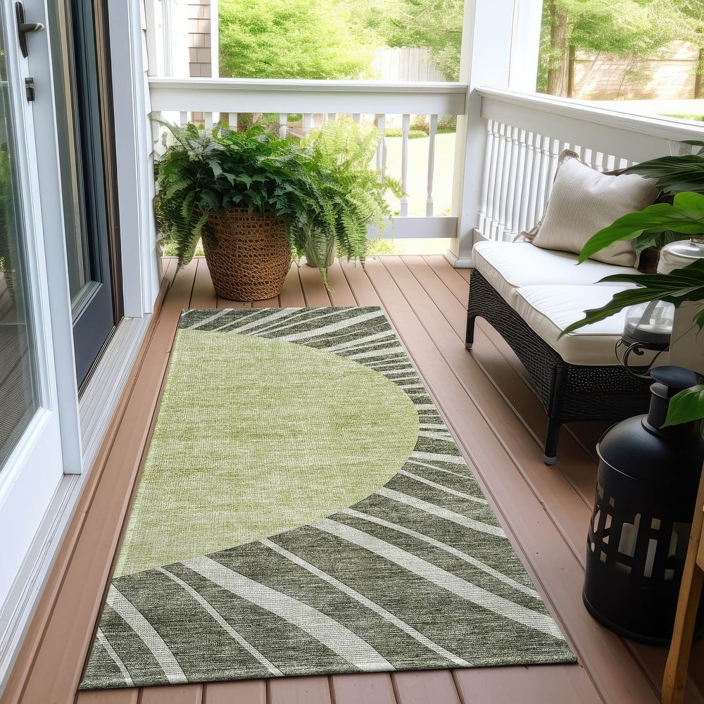 Machine Washable Indoor/ Outdoor ChantilleSunburst Modern Rug
