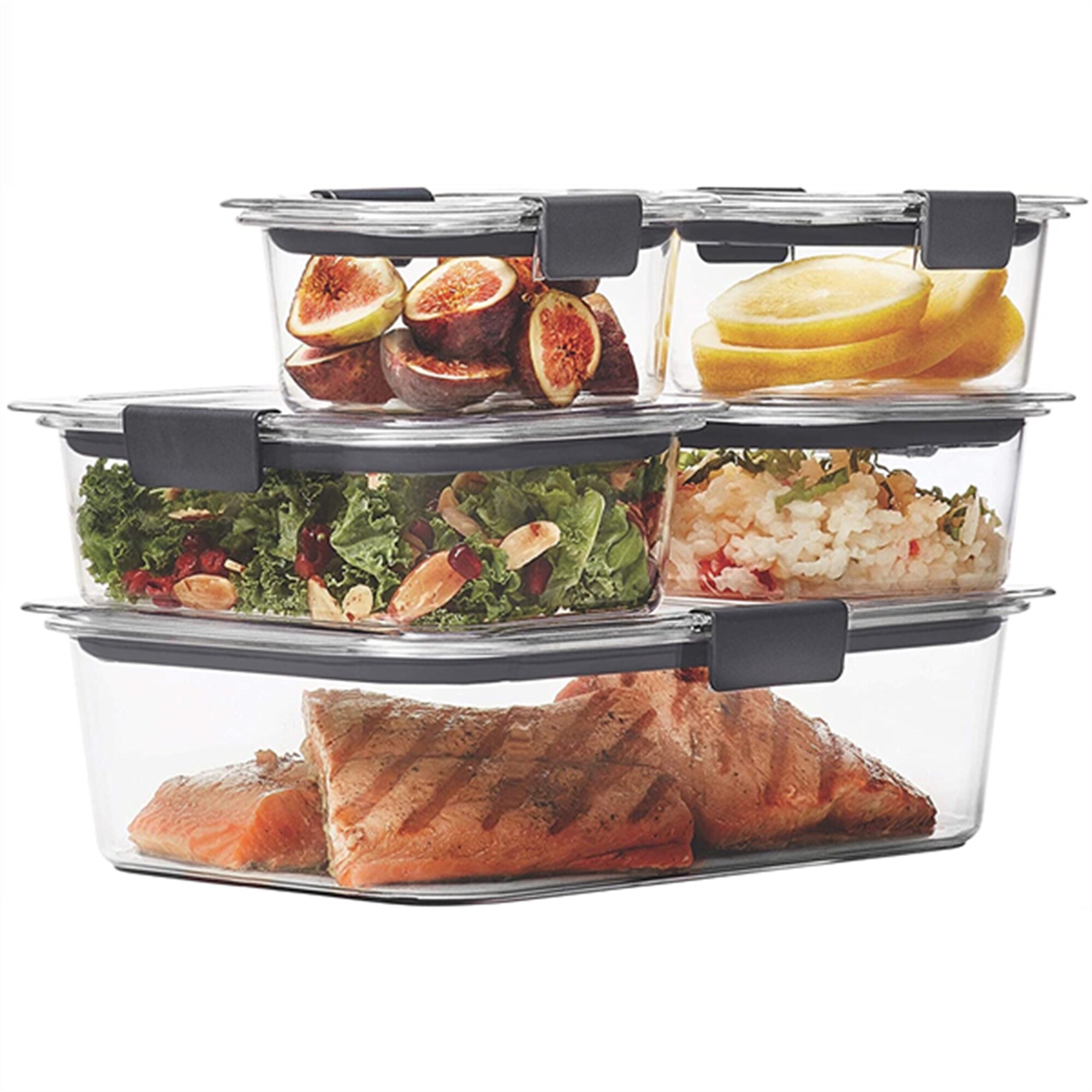 Basics Tritan Locking Food Storage Container, 10 Pieces, 5 Count (5  Containers With 5 Lids), Clear
