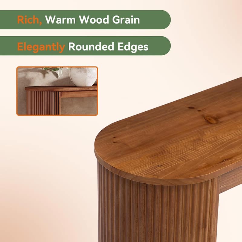 63" Solid Wood Farmhouse 2-Tier Narrow Long Console Table for Entryway - 11.8"D × 63"W × 31.5"H