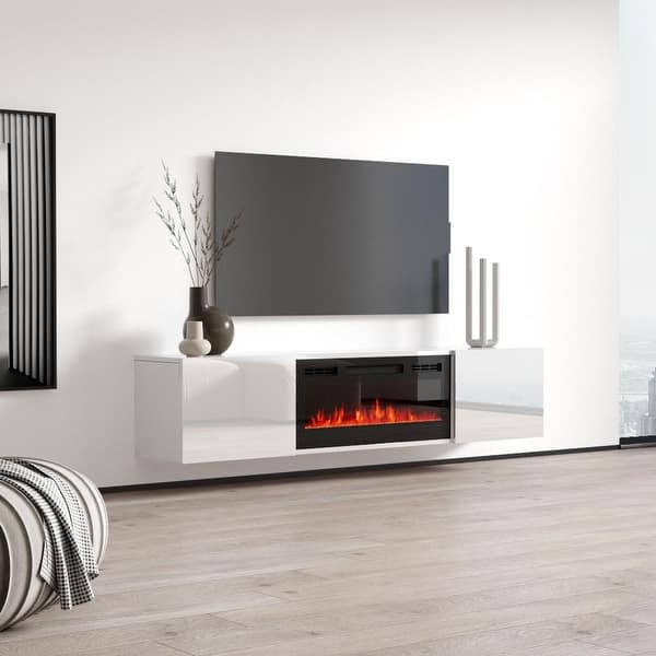 Cali EF Wall Mounted Electric Fireplace Modern 72" TV Stand