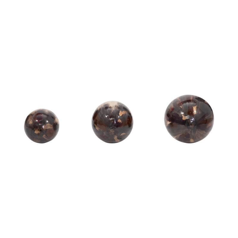 Sagebrook Home Set Of 3 4/5/6" Metal Abstract Round Galaxy Orbs