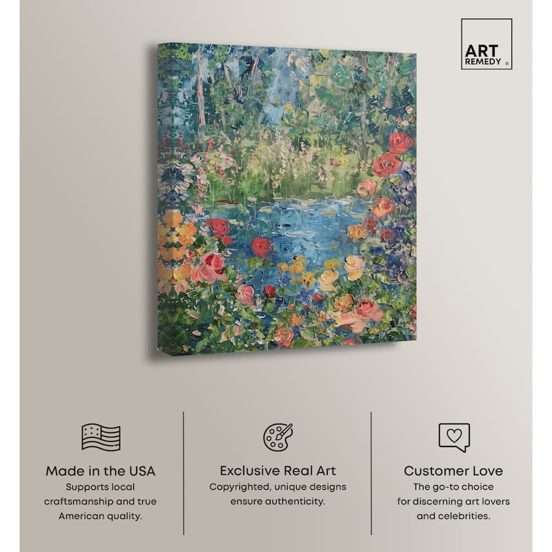 Art Remedy Serene Escape Gallery Wrapped Impressionism 1 Piece Canvas Wall Art /Monet And Van Gogh Inspired Art