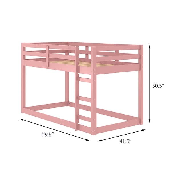 dimension image slide 1 of 2, Twin Loft Bed with Ladder & Safety Guaranteed, Pink