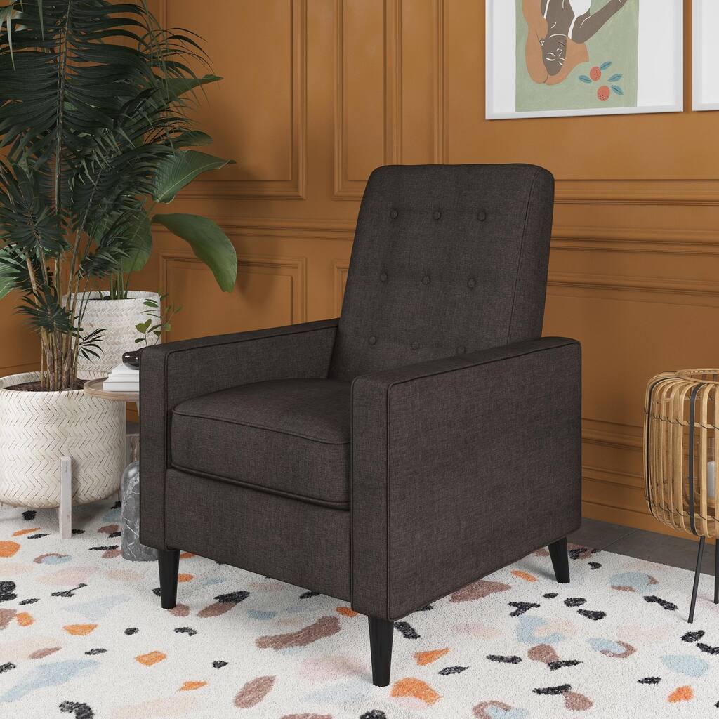 Wimberly Pushback Recliner, Mid-Century Modern Accent Chair, Gray Linen
