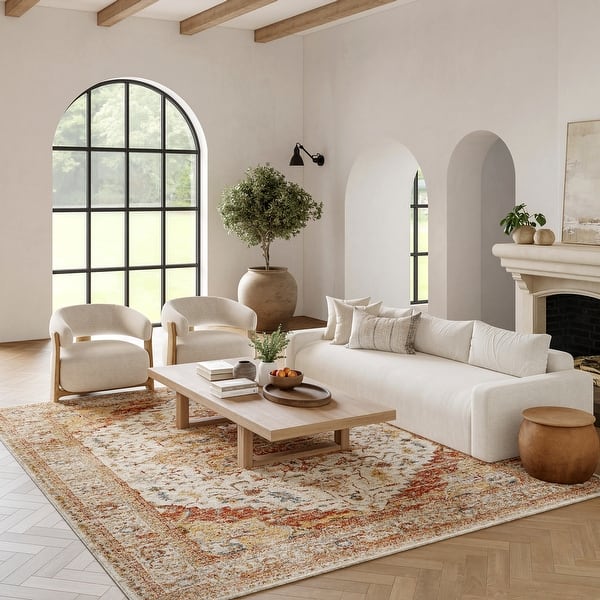 slide 2 of 34, Nourison Petra Indoor only Persian Area Rug 9' x 12' - Iv/Rust