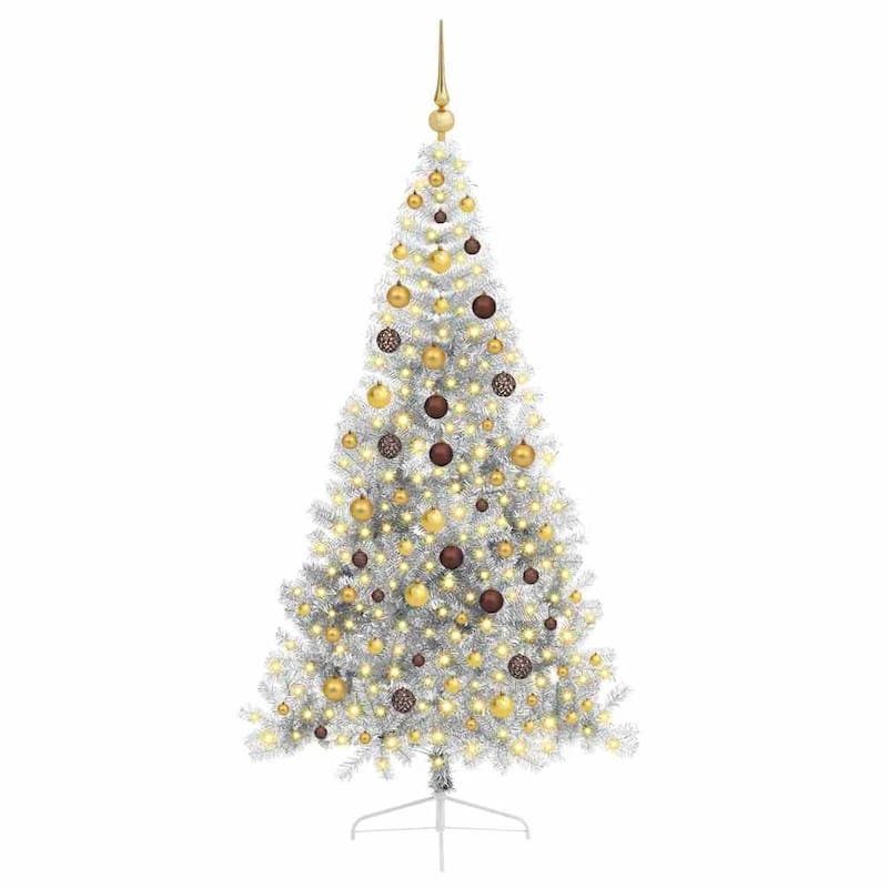 vidaXL Artificial Pre-lit Christmas Tree Silver 82.7" PET