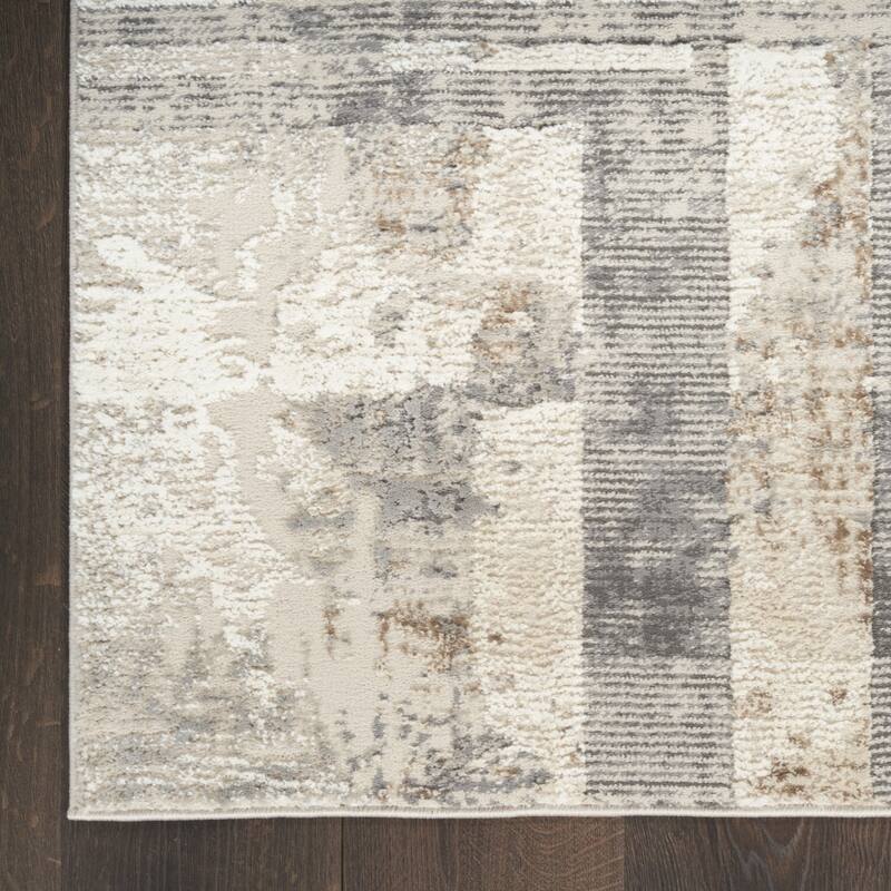 Power Loomed Abstract Modern Non Skid Stain Resistant Area Rug - 108' X '72' X '0.5
