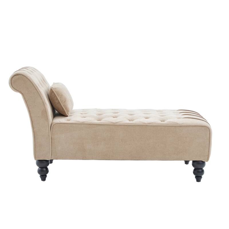 Christopher Knight Home - Classic Indoor Velvet Upholstered Button-Tufted Chaise Lounge Chair with Solid Wood Legs - 54.5"L