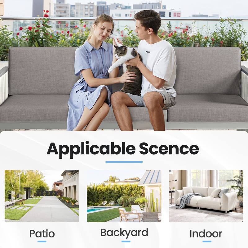 3 Seats Patio Sofa All Weather Wicker Patio Couch