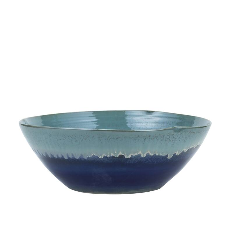 Swirl Bowl Blue Green Reaction Glazed Small