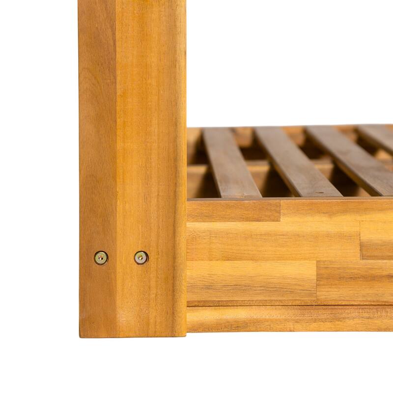 Patio Wooden Twin Size Porch Swing Daybed with 4 Hanging Ropes