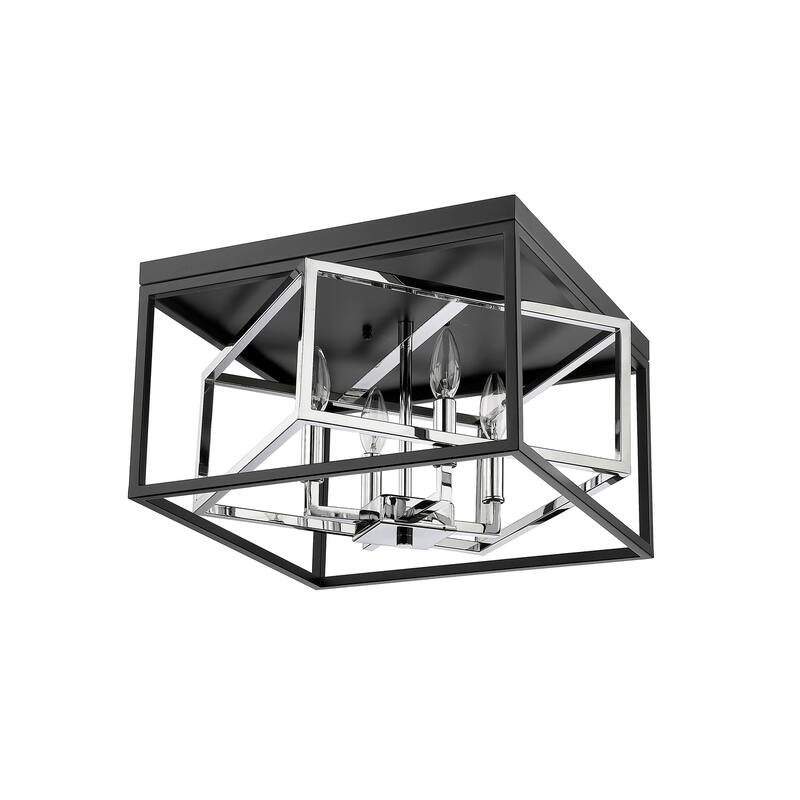 Flush Mount Ceiling Light - Crystal Embellished Metal Fixture - 16 Inch Diameter - 7