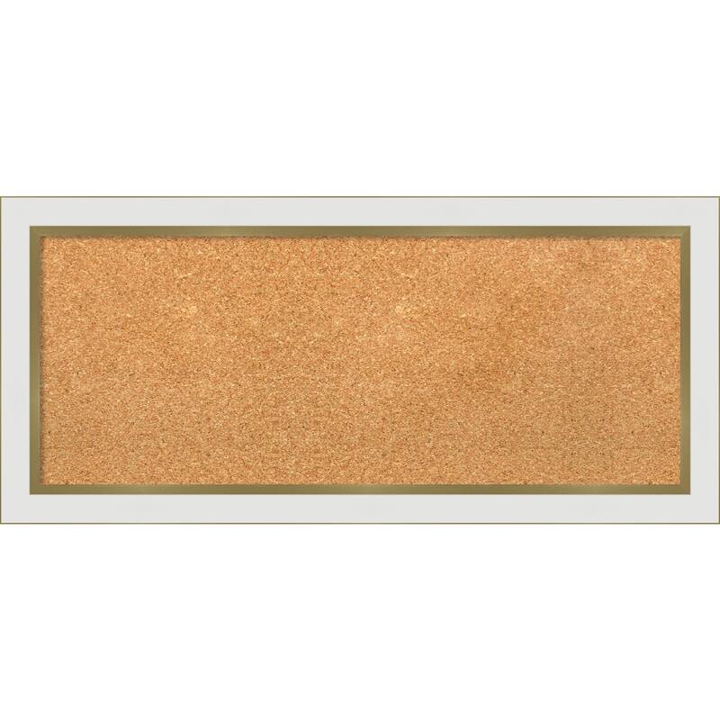 Eva Narrow Framed Cork Bulletin Memo Board - 33-Inch x 15-Inch - Eva White Gold Narrow