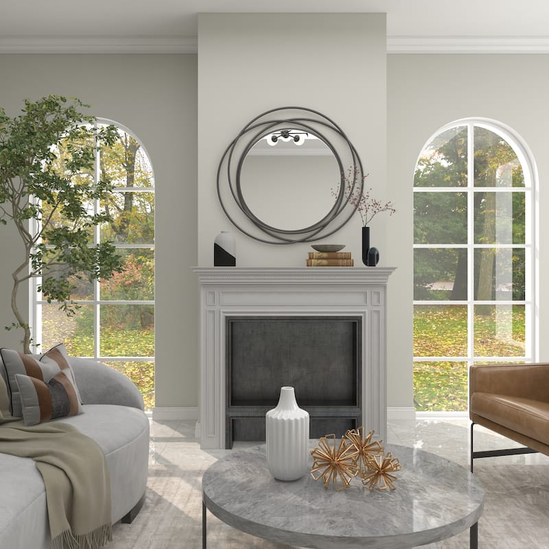 Stylish Metal Wall Mirror with Overlapping Circles and Foiled Finish - Gold or Gray
