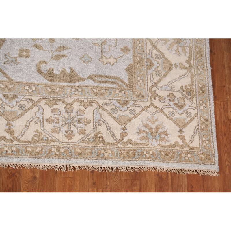 Grey Transitional Oushak Indian Area Rug Handmade Wool Carpet - 8'1"x 9'11"