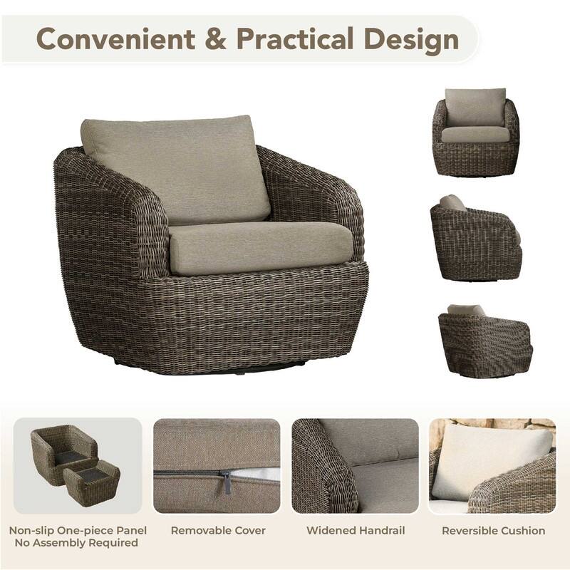 Spruce & Spring Patio Wicker Furniture Set Outdoor Rattan Bistro Set