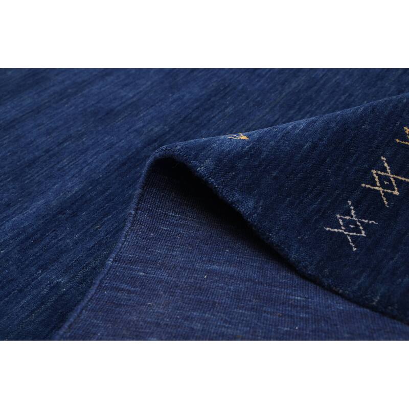 ECARPETGALLERY Hand Loomed Kashkuli Gabbeh Dark Blue Wool Rug - 5'5 x 7'8