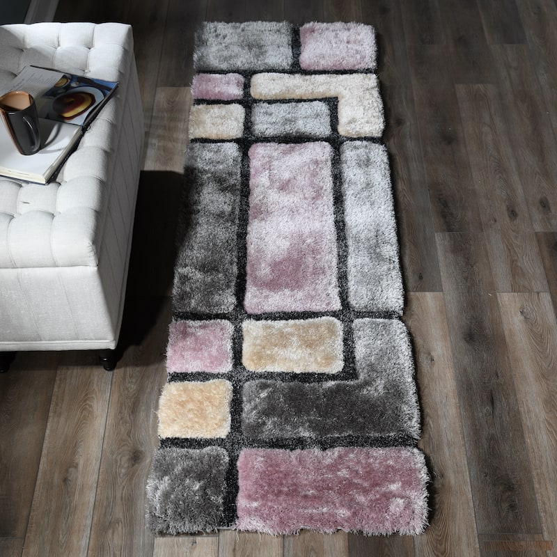 Mateos Shag Collection Geometric Area Rug