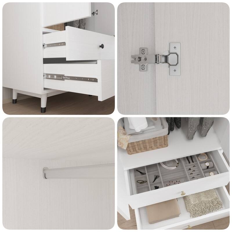 Wooden Armoire with 2-Drawer and 2-Door