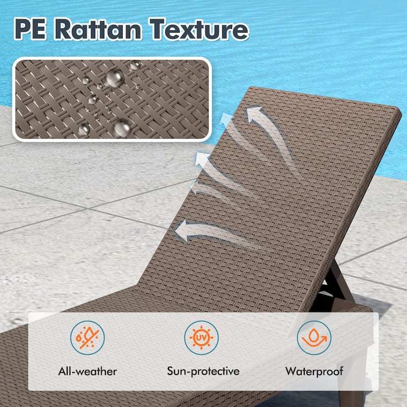 Costway 1/2 PCS Outdoor Chaise Lounger Chair 3-Position Reclining - See Details