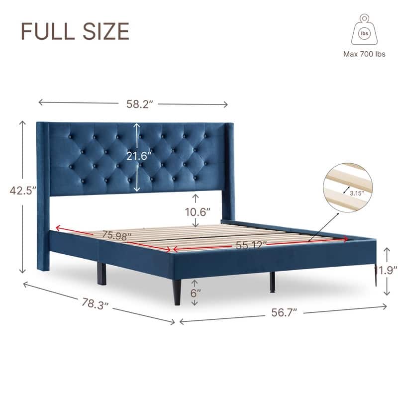 Eleanor Upholstered Platform Bed Frame with Vertical Stripe Headboard