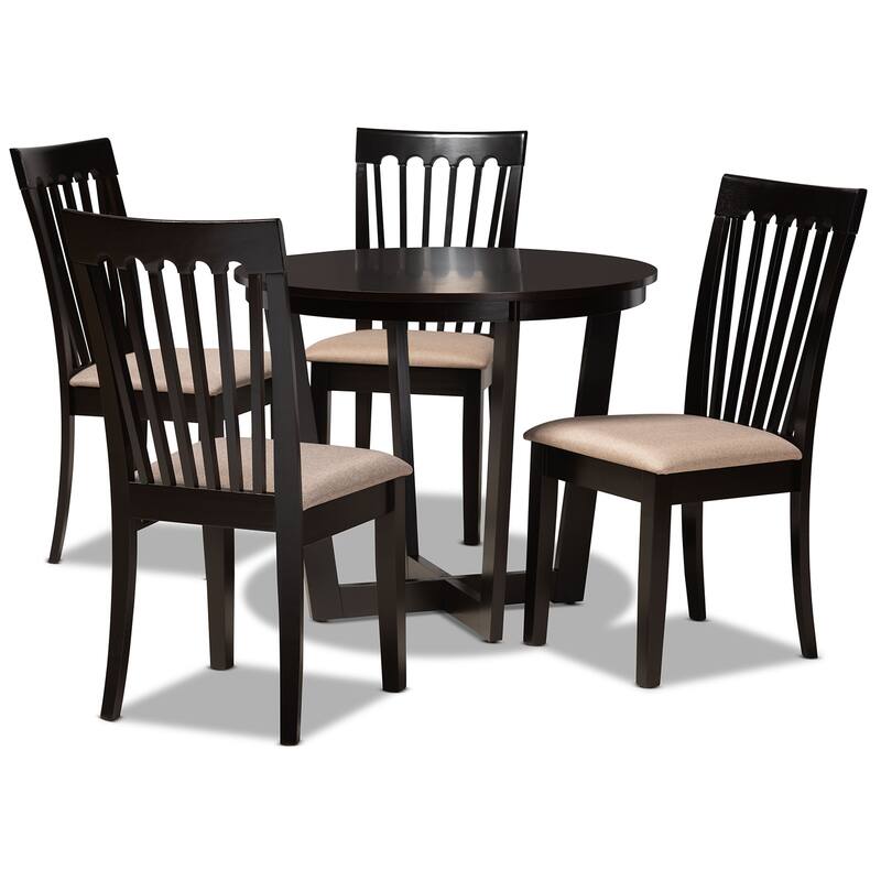 Nellie Modern Fabric and Wood 5-Piece Dining Set - Beige