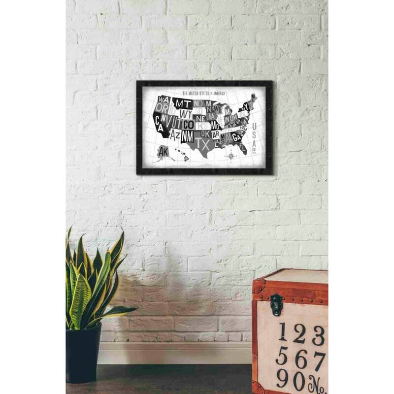Epic Graffiti 'Letterpress USA Map Dark' by Michael Mullan, Canvas Wall