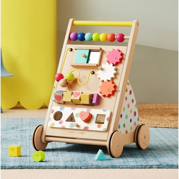 slide 2 of 10, Tiny Land® Premium Natural Wooden Activity Walker Multi