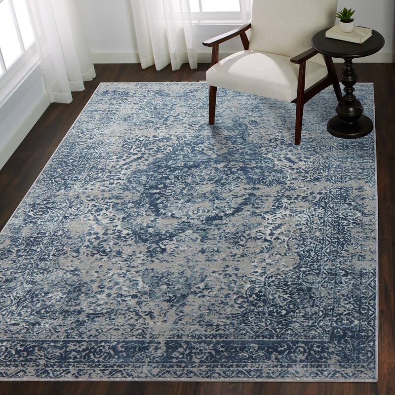 Alexander Home Mason Distressed Traditional Blue Persian Rug