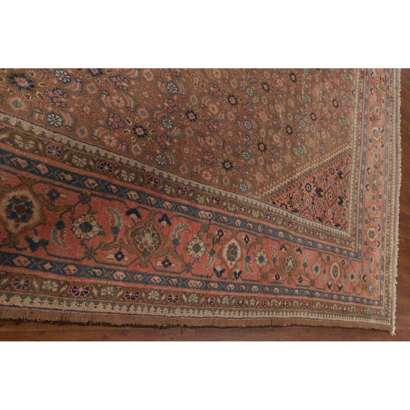 Brown & Pink Mahal Persian Vintage Rug Handmade Wool Carpet - 9'11"x 12'10"