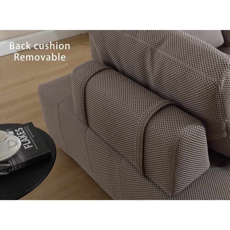 138.5" Modular Combination U-shaped 6-seat Upholstered Sofa, Gray, Breathable Mesh Fabric