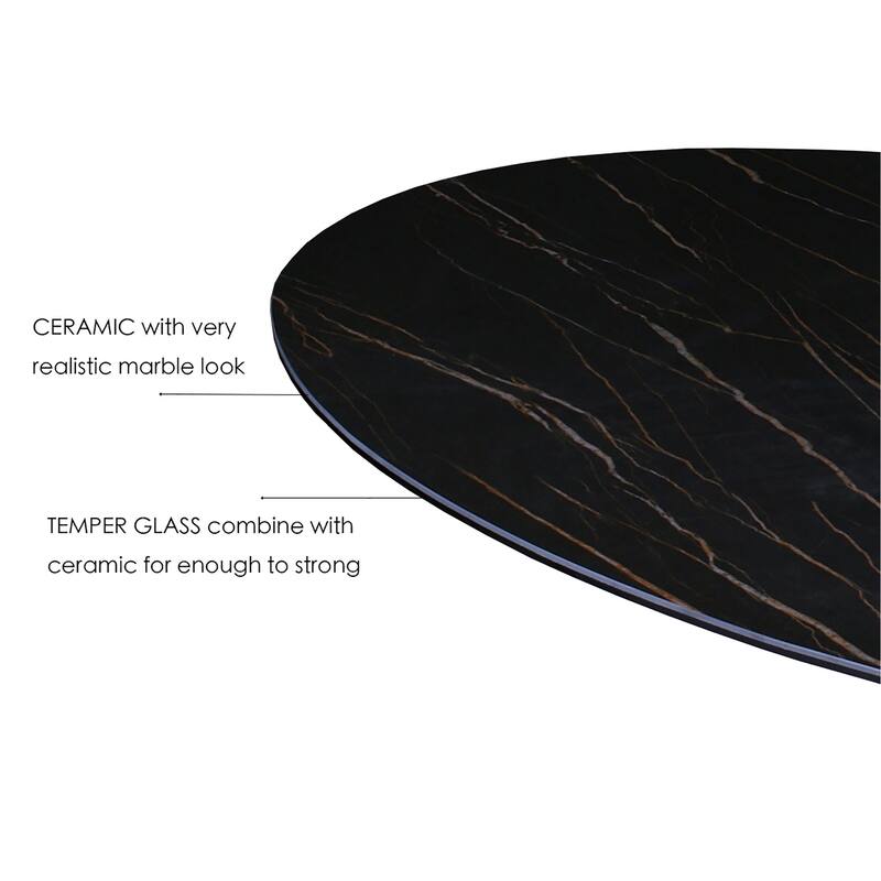 DAVEE Furniture Extendable Dining Table with Slate black Ceramic Table Top - 106.30*35.43*29.53 inches