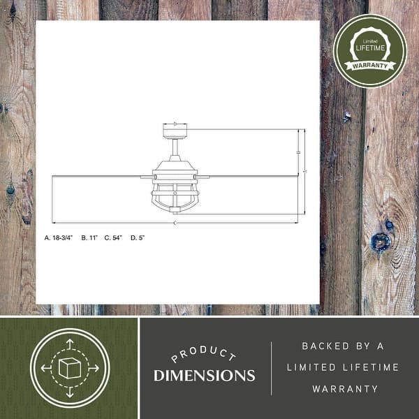 Barnes 54 in. Indoor Outdoor Ceiling Fan with Reversible Blades, Dimmable LED Light Kit and Remote, 3 Speeds, Clear Seeded Glass