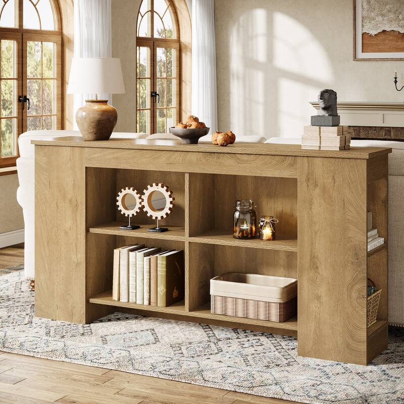 63" Console Table with Storage, Heavy Duty Wooden Entryway Sofa Table