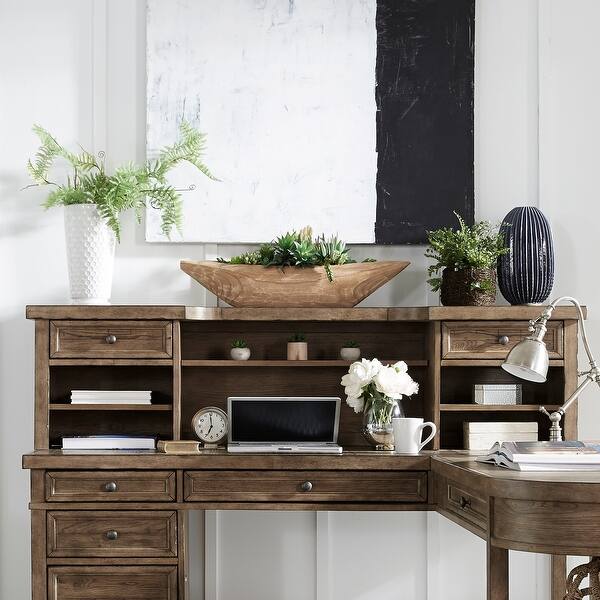 Harvest Home Light Brown 3 Piece L Shaped Desk And Hutch On Sale Overstock 31244434