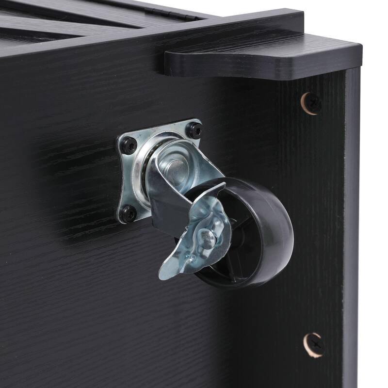 46.5'' Farmhouse Kitchen Island with Drape of Beads, Power Outlet, Drop Leaf, Rolling Wheels, 3 Doors and 3 Drawers