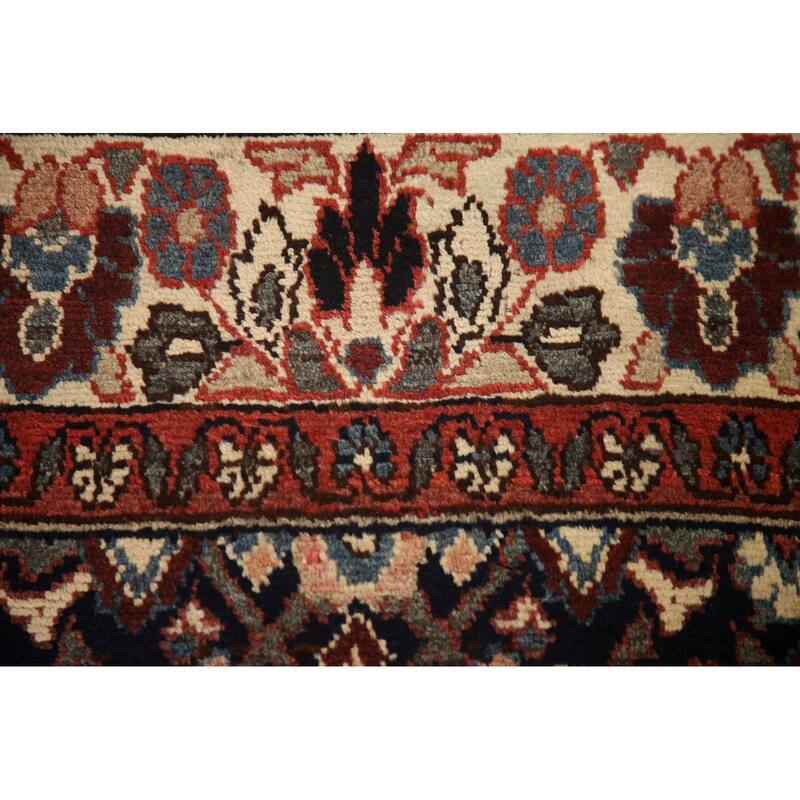 Hand Knotted Oriental 100% Wool Carpet Traditional Geometric Black Malayer Runner Rug - 10' 3'' X 3' 4''