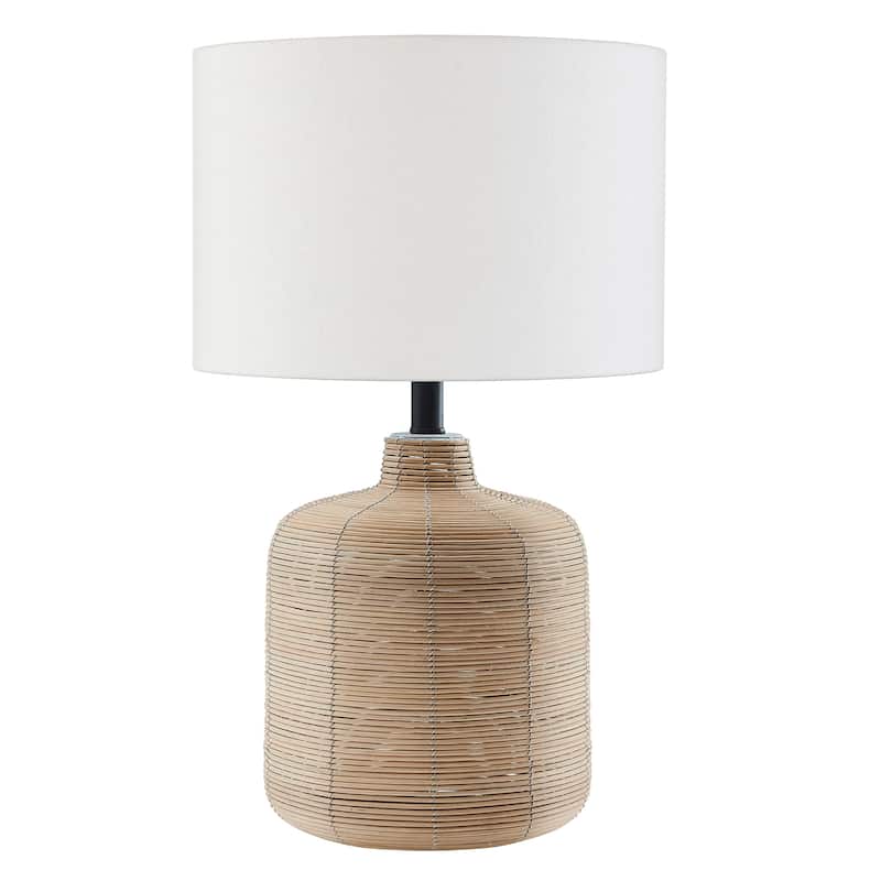 Jolina 27" Tall Oversized/Rattan Table Lamp with Fabric Shade - Petite Rattan/Brass