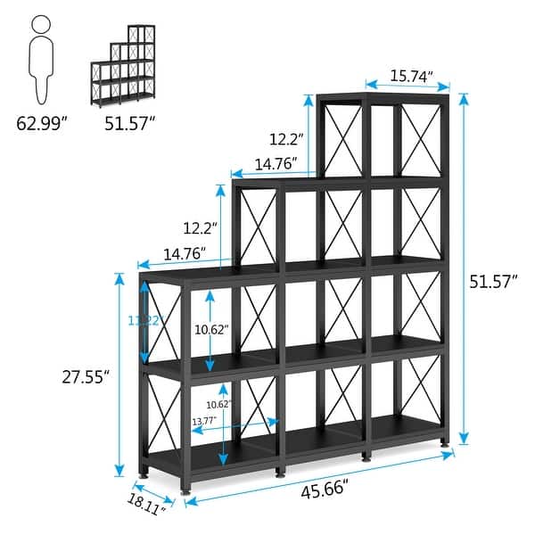 Ladder Corner Bookcase, 12 Shelves Display Shelf, Wooden 5Tier