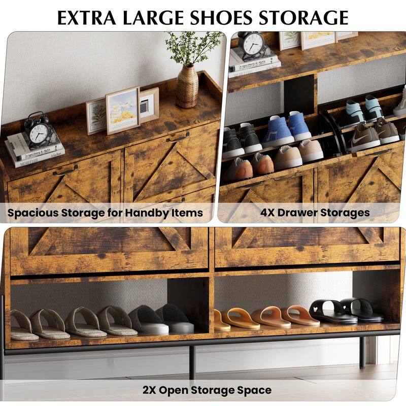 Shoe Cabinet with 4 Flip Drawer - 4 Flip Drawers