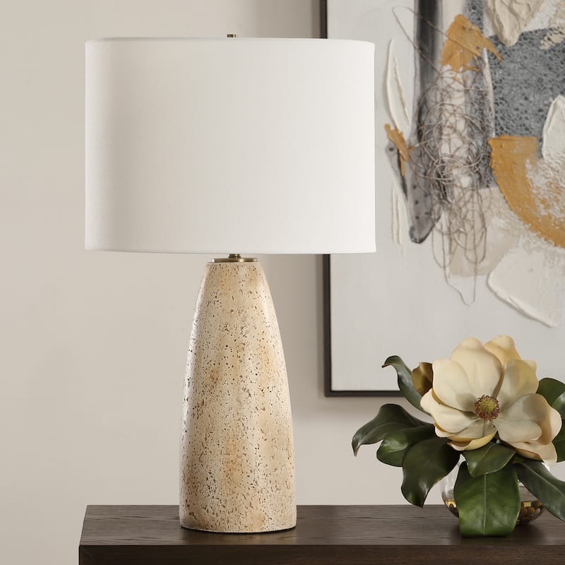 Tapered Base Table Lamp with Drum Shade - 26.5" - Brown