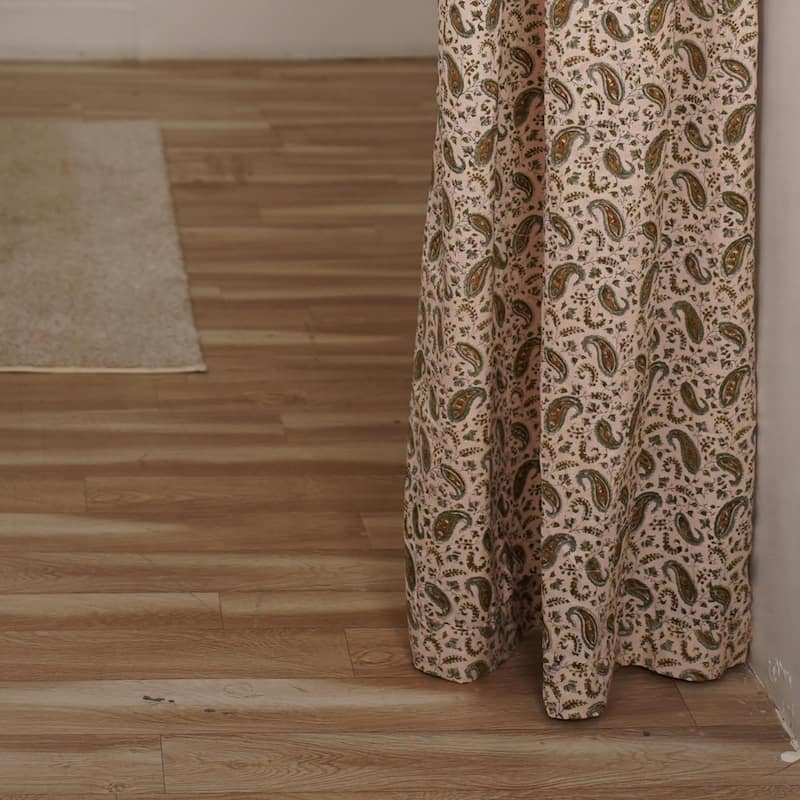 Fabdivine Block Print Curtain or Drape Decorative Home Accent Bed or Living Room