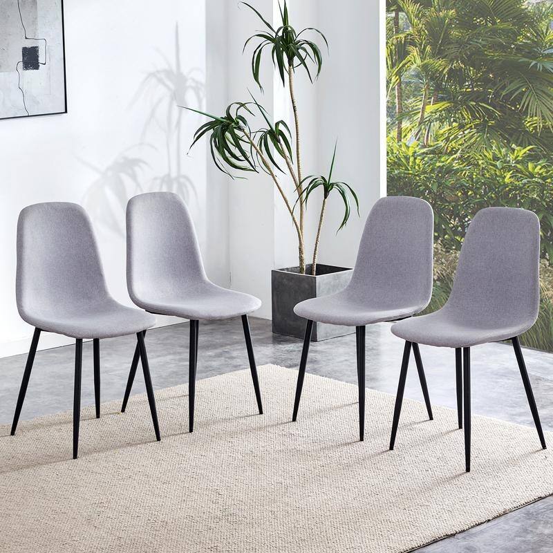 Set of 4 Modern Fabric & Metal Spoon Chairs - Minimalist Scandinavian Design