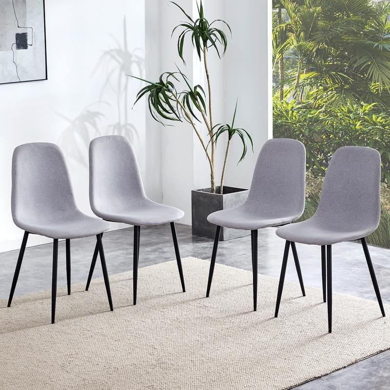 Set of 4 Modern Fabric & Metal Spoon Chairs - Minimalist Scandinavian Design