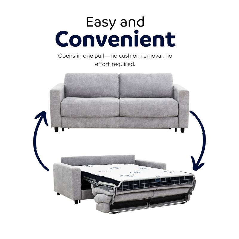 Stearns & Foster® Atillio 80 in. Queen Pull-Out Sofa Bed with 5 in. Mattress - Light Grey
