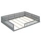 preview thumbnail 19 of 24, Full Size Upholstered Platform Bed with Guardrail, Fluffy Pillows, and Sturdy Pine Wood Bed Frame Safety Guardrails, Beige