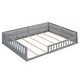 preview thumbnail 8 of 17, Solid Pine Wood Full Size Upholstered Platform Bed with Guardrail and Pillow, Not Need Box Spring, for Kids Girls Boys