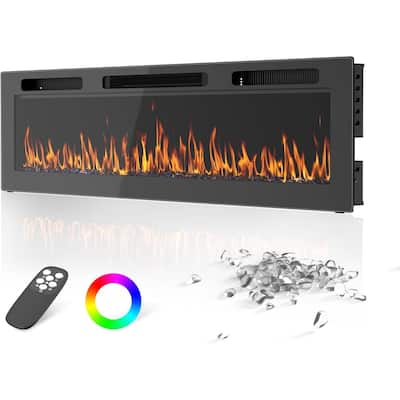 EROMMY Wall Mounted Electric Fireplace Heater with Remote, 12 Flame Colors & Timer